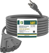 50 Ft Outdoor Extension Cord with 3 Outlets for Safety and Versatility