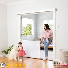 Retractable Baby Gate Safety Barrier Kids Pets Indoor Outdoor 71in Wide New