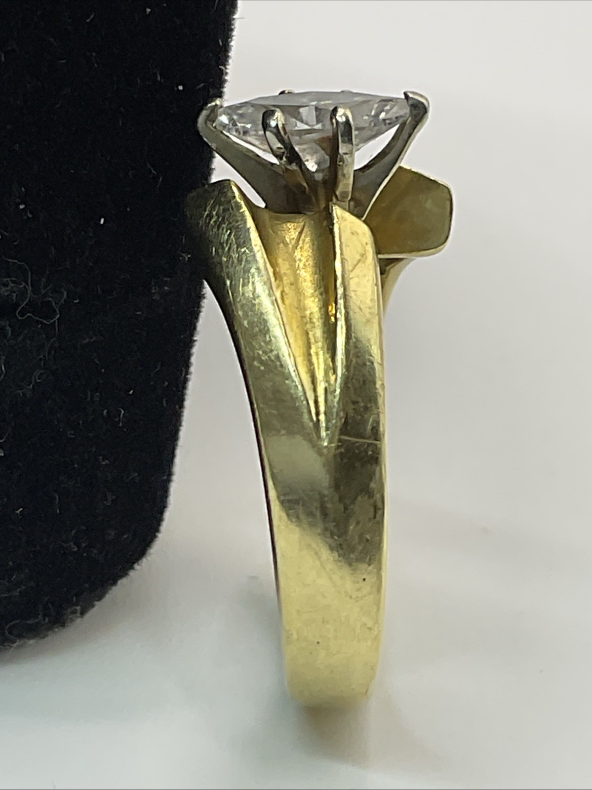 ELEGANT Solid 17K Two Tone Gold Solitaire Marquis… - image 20