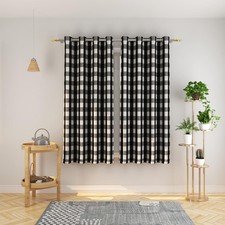 Buffalo Check Curtains 45 52W x 45L Pack of 2 , Plaids Black white