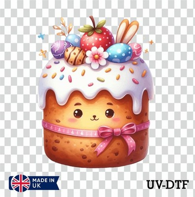 Ostern Cartoon Kuchen UV DTF Aufkleber - Glas Laptop Becher Tasse le844