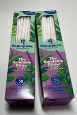 Repurpose Compostables Bendable Straws Flexible 50 Count Per Box ECO FRIENDLY