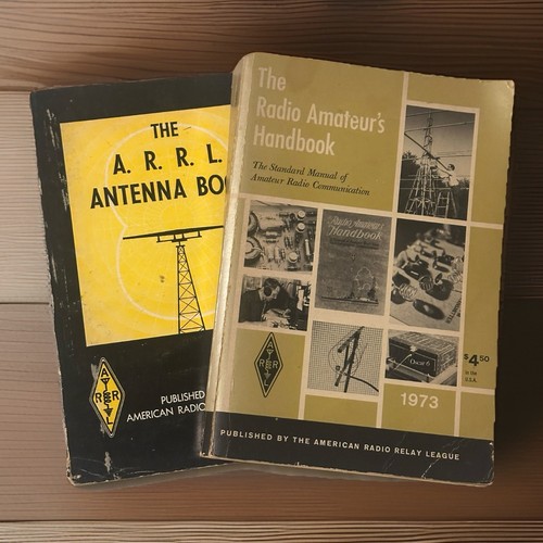 Vintage ARRL HAM Radio Book Lot 1973 Handbook 50th Ed + 1968 Antenna Book (2)