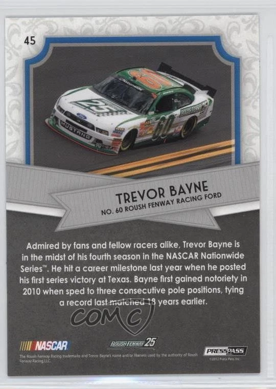 2012 Press Pass Fanfare NASCAR Nationwide Series Blue Holo /20 Trevor Bayne #45 - Image 2 of 2