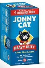 Jonny Cat Heavy Duty Litter Box Liner, Jumbo Fifteen Liners, Drawstring