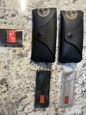 Ray Ban Genuine Black Sunglasses Eyeglasses CASE ONLY With Cleaning Cloth X2