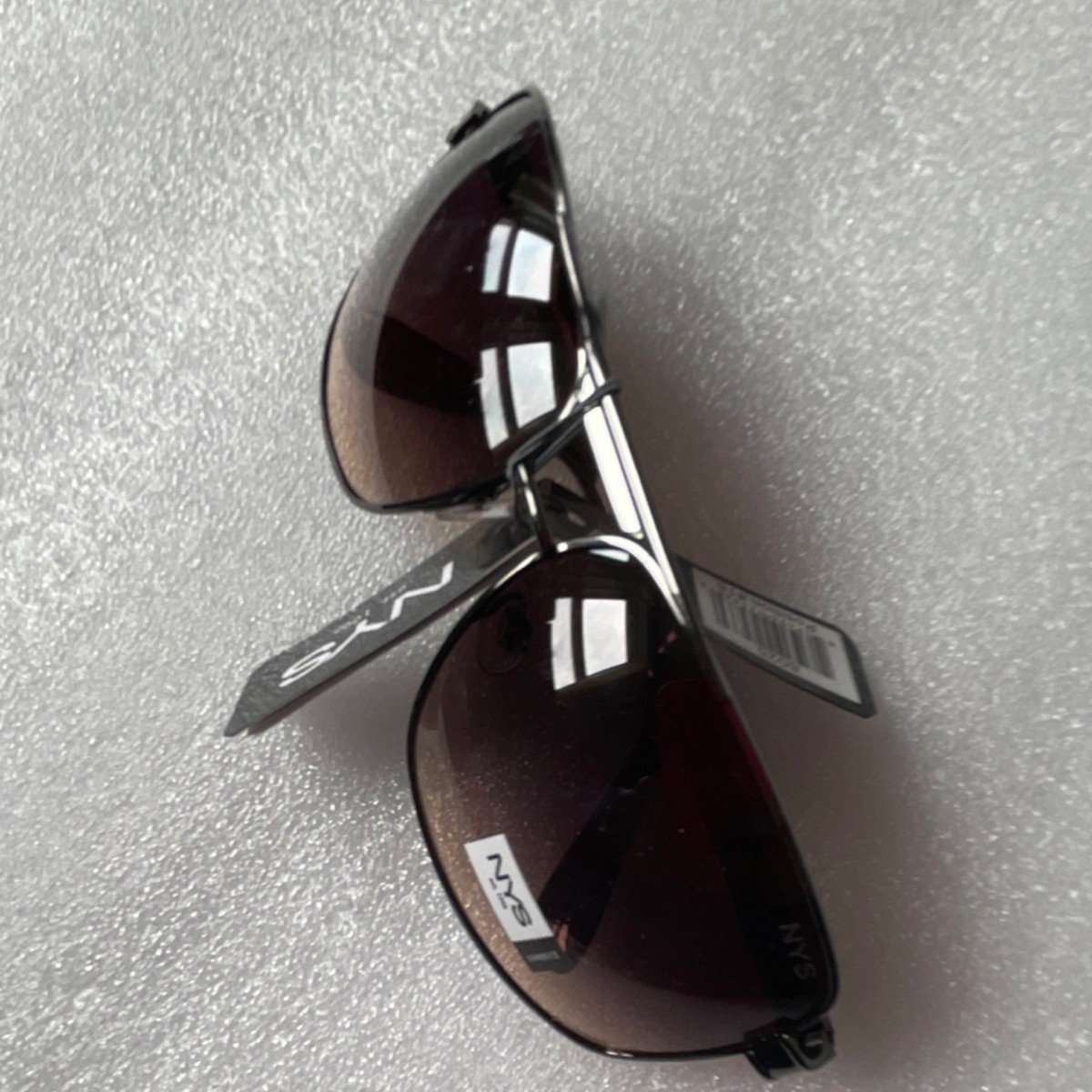 Womens NY Collection Black Frame Sunglasses with Brown Gradient Lenses NYS Rectangular Sunglasses Women Black Metal Frame Brown  main image 3