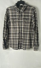 Patagonia Women's Gray Fjord Plaid Organic Cotton Flannel Shirt Sz S