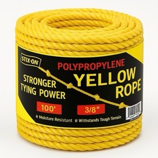 100 ft Twisted Polypropylene Rope 3/8" Yellow Poly Pro Cord
