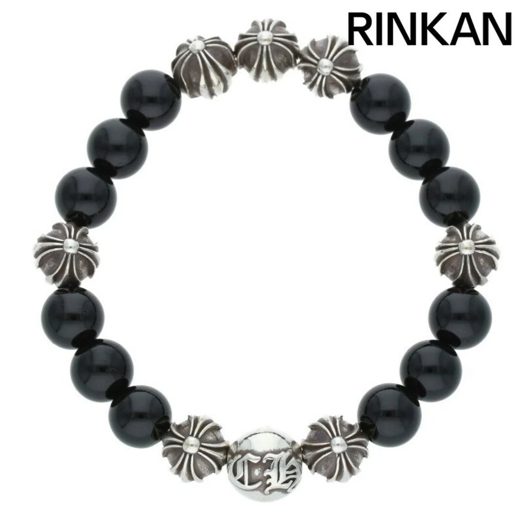 CHROME HEARTS Bracciale PERLINE Cuori Cromati 10mm PERLINE10mm Tormalina Nera Uomo Usatof6d635a