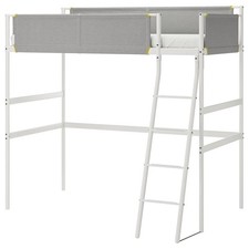IKEA VITVAL White/Light Grey Loft Bed Frame, 90x200 Cm