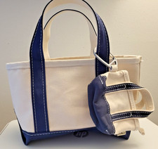 L.L.Bean Boat and Tote, Mini -Natural / Navy with L. L Bean Tote bag charm.