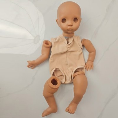 16in Unpainted Black Skin Reborn Baby Doll DIY Kit Toddler Cloth Body Parts Gift
