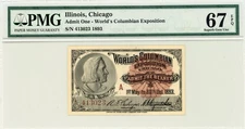 1893 CHICAGO COLUMBIAN EXPO Admission Pass-ADMIT BEARER-Columbus-PMG 67 EPQ