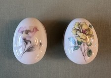 Pair VTG LIMOGES Porcelain Egg Trinket Pill B...
