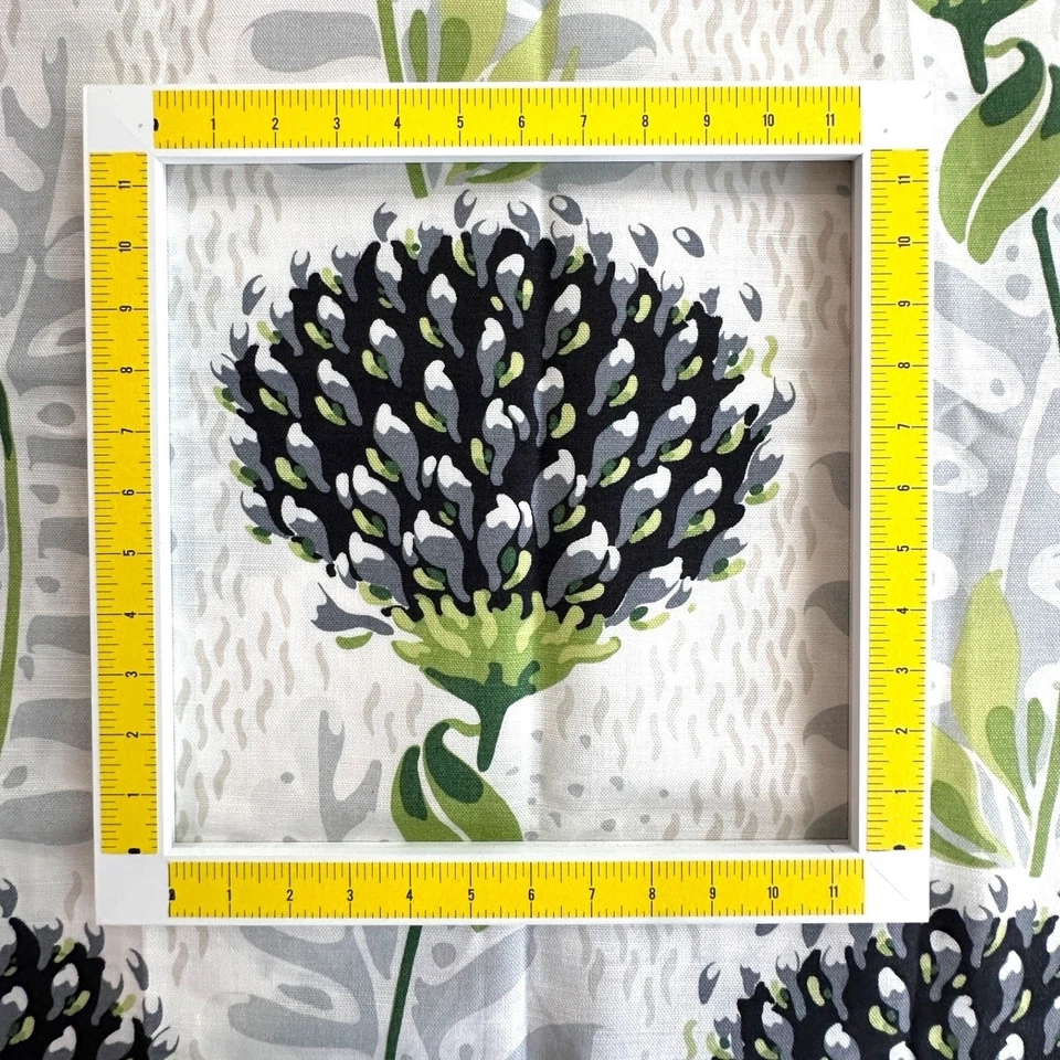 Thibaut Fabric TIVERTON Floral Remnant Black Gray Green Linen Blend  28"L x 54"W - Image 2 of 4