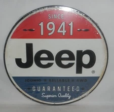 Jeep Since 1941 Wrangler Automotive Logo Tin Metal Wall Art Sign 12" Open Road