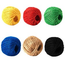 HSTECH 6 Rolls 2mm 3 ply Colorful Natural Jute String for 6 Colors, 6 Colors