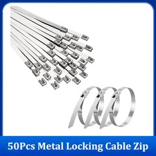 50 piezas de bridas de bloqueo de envoltura de escape de metal 304 acero inoxidable 150*4,6 mm