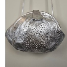 Paul Joseph Vintage Metallic Silver Leather Studded Crossbody Bag Made in USA