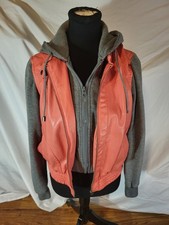 Vge Wet Seal Coral Pink faux leather bomber moto jacket Size M
