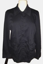 Womens Large Navy Jacket Liz Claiborne w/stretch Snaps Up Front