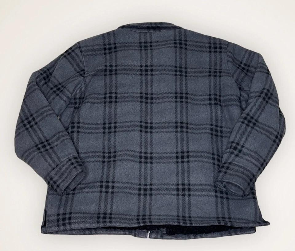 Chaqueta Walnut Creek Para Hombres Franela a Cuadros Gris Cazadora Mediana Cremallera Completa Forrada de Vellón Foto 2 de 4