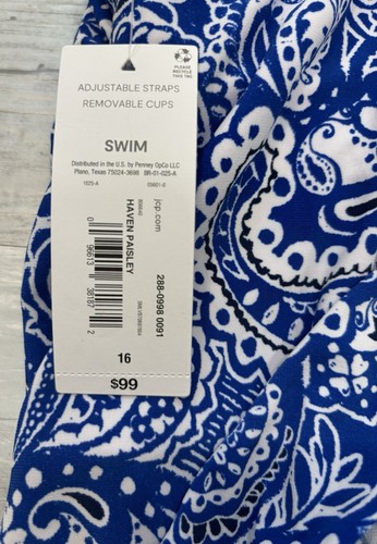 Liz Claiborne Women's Blue Paisley Swim Dress Sizes 16 Msrp $99.00 New W Tags - Picture 7 of 10