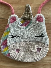 Mudpie Small Unicorn White Beaded Shoulder Bag 🦄🌈
