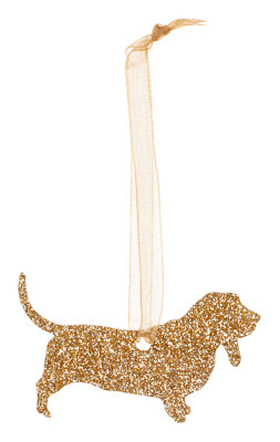 Basset Hound Dog Style A Glitter Weihnachtsdeko - 11 Farben zur Auswahl.