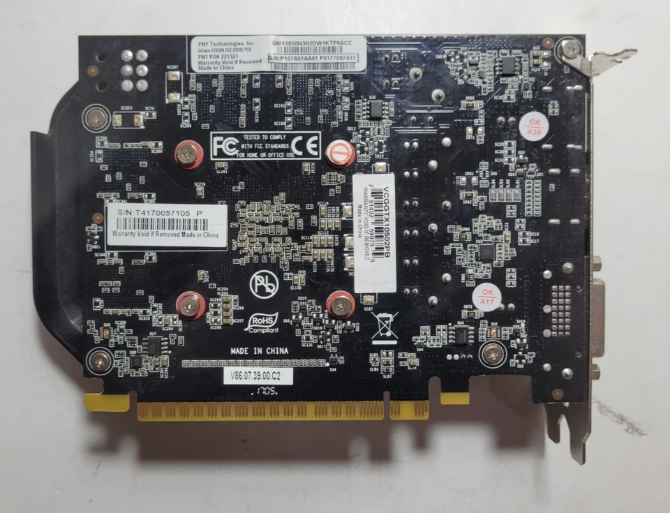 PNY NVIDIA GeForce GTX 1050 2GB GDDR5 PCIE Desktop Graphics Card #0039 - Image 2 of 4