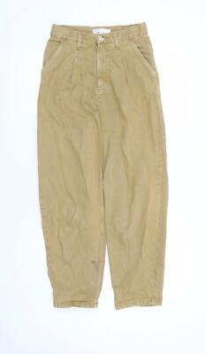 Bershka Herren Jeans braun Baumwolle Tapered Größe W28 L28 im Regular Zip - Taschen