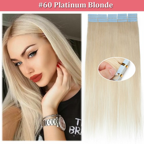 Invisible Tape In 100% Real Remy Human Hair Extensions Skin Weft Full Head 40PCS - Picture 35 of 48