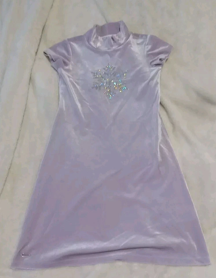 Girls, American Girl, Velvet Lilac  Dress with Snowflake, Size S (7- 8), Ex. Con - Image 2 of 4