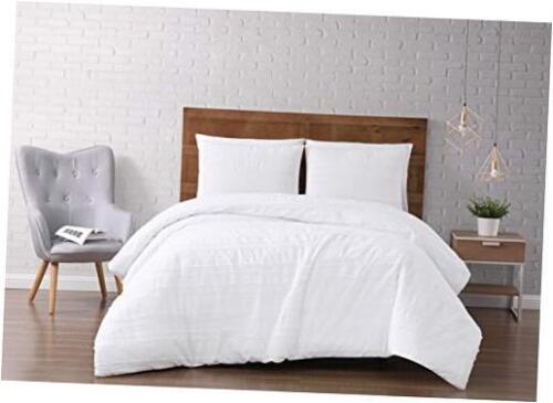 Carlisle Stripe Comforter Set, King, White