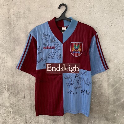 BURNLEY 1996 1998 HOME SIGNED FOOTBALL SHIRT ADDIAS JERSEY SIZE M