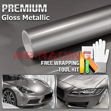 Gloss Metallic Gunmetal Gray Candy Decal Car Vinyl Wrap Film Stick Sheet Sparkle