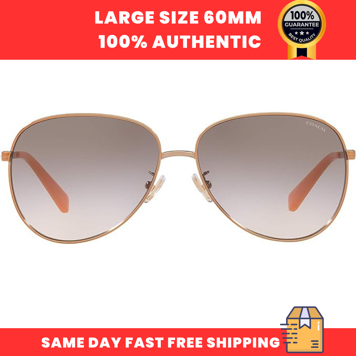 NEW Women’s Coach Aviator Rose Gold Sunglasses Amazon.com: COACH Sunglasses HC 7128 9331U8 C6178 Shiny Rose  main image 4