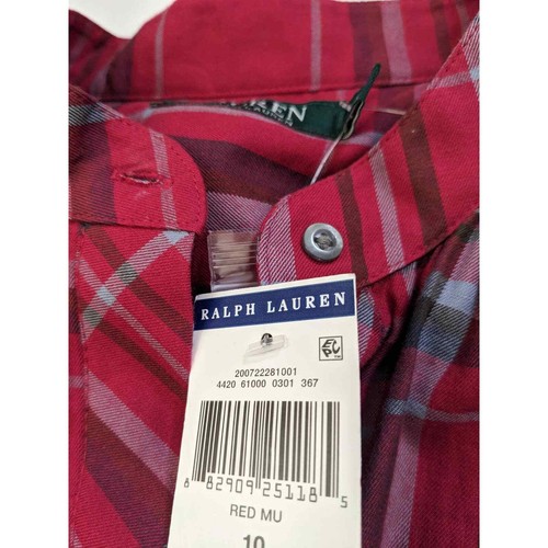 Lauren Ralph Lauren Women's Red Plaid Button Front Shirt Belted Dress Sz 10 new - Picture 9 of 9