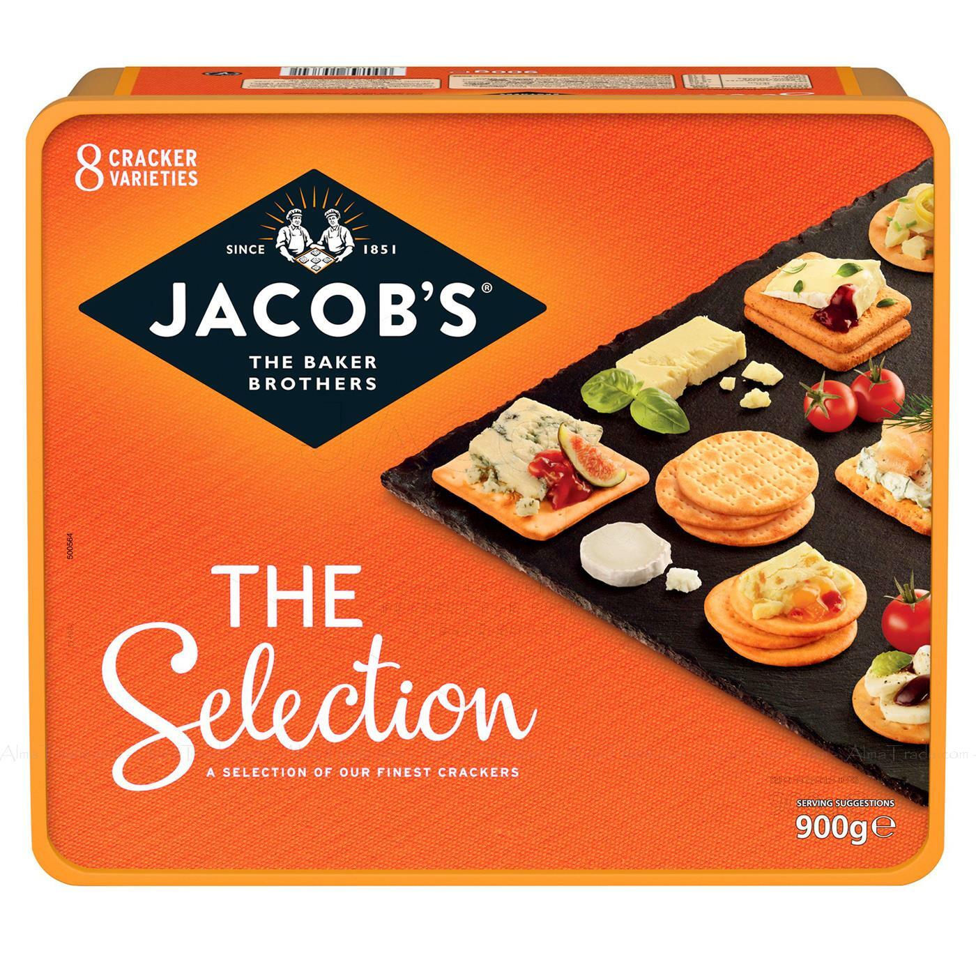 Jacob's Selection 8 Varieties Cracker Biscuits Variety Box for Cheese Tub 900g
