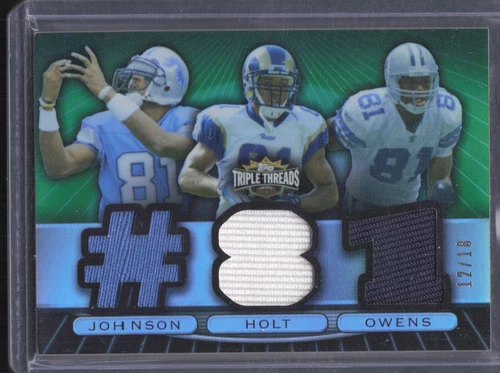 2007 Triple Threads Calvin Johnson, Terrell Owens, Torry Holt #TTRC67 Jersey /18