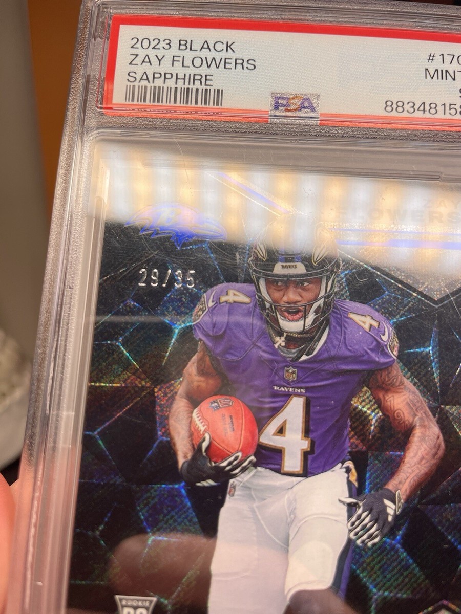 2023 Panini Black - Rookies Zay Flowers #170 Sapphire /35 (RC) for