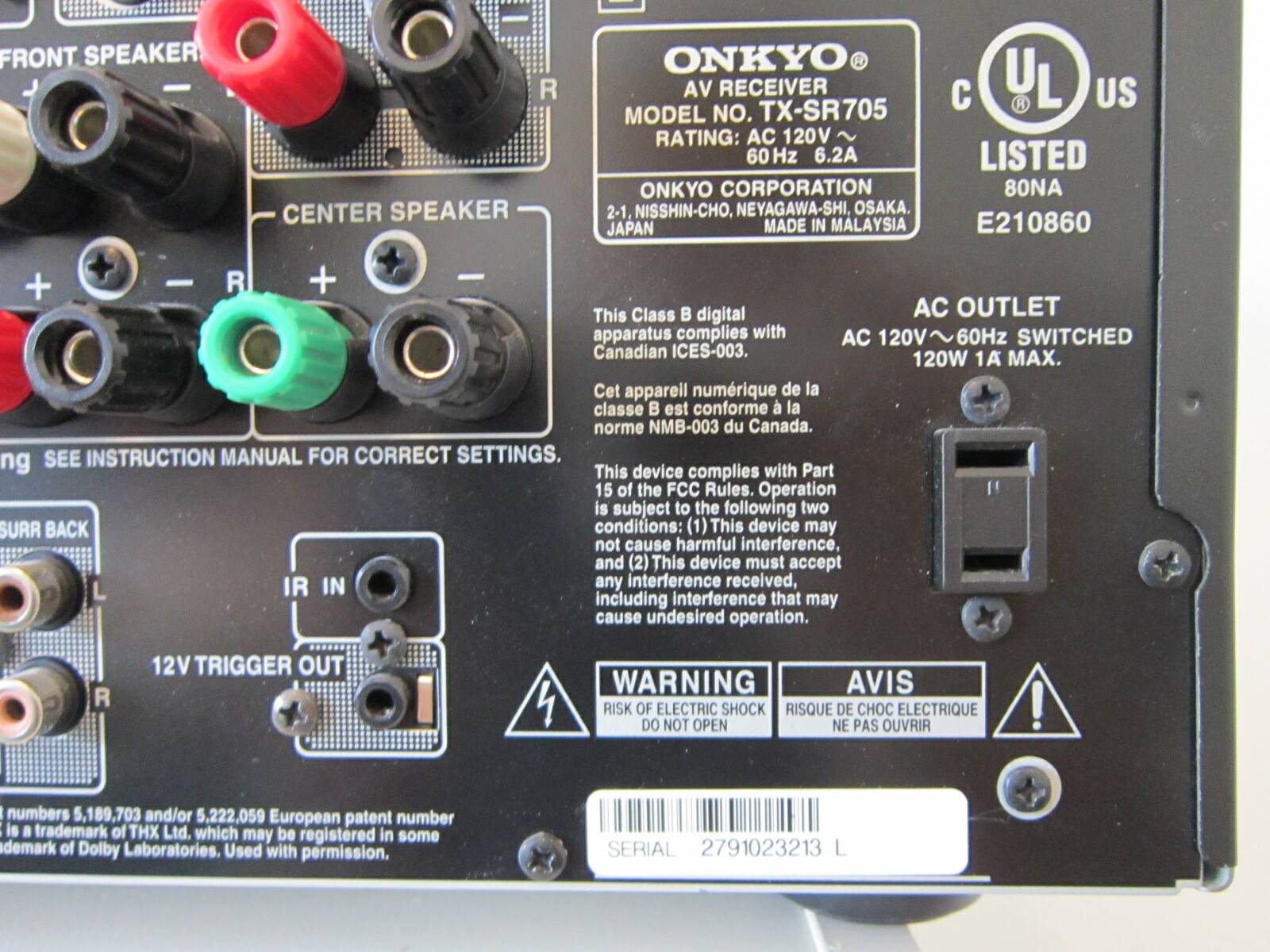 Onkyo TXSR705 7.1 Channel Home Theater Receiver (Black) eBay
