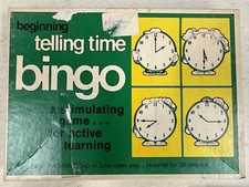 Vintage Beginning Telling Time Bingo Game Small Group or Class Play 36 Players