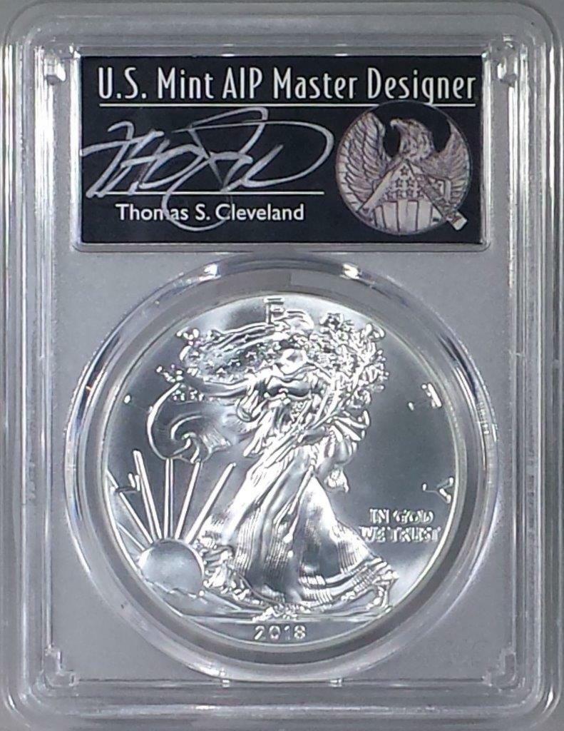 2018 Silver Eagle - PCGS MS70 - First Strike - Thomas S Cleveland