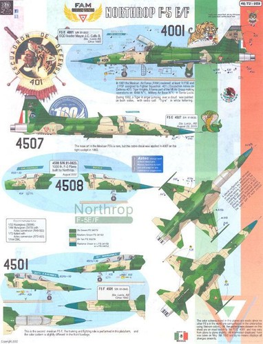 Aztec Decals 1/72 NORTHROP F-5E/F 25th Anniversary Mexican AF Scheme Part 1 - Picture 3 of 3