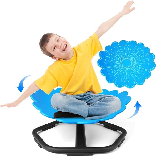 Durable Kids Wobble Chair - 360° Spin & Sensory Play for Toddlers, Blue Flower - Picture 3 of 9