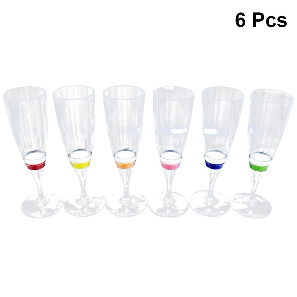 6pcs light up wine cup Clear Shot Acrylic Wine Glasses Champagne Flutes