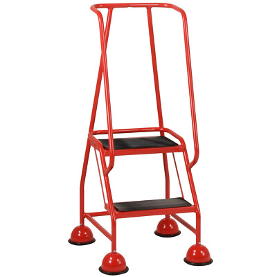 2 Stufen mobile Lagerstufen rot 1,19m tragbare Sicherheitsleiter & Rollen