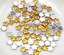 1000 Gold Acrylic FlatBack Mini Flower Gems Rhinestones 4mm